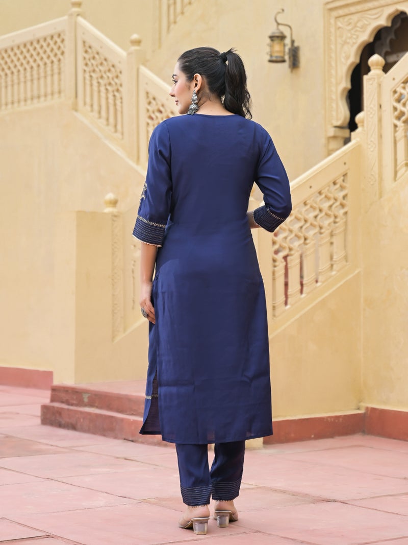 Shifory Blue Embroidered Kurti Set for Women - Image 2